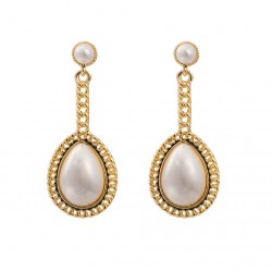 Rose Gold plated water drop pearls chain earrings for women 